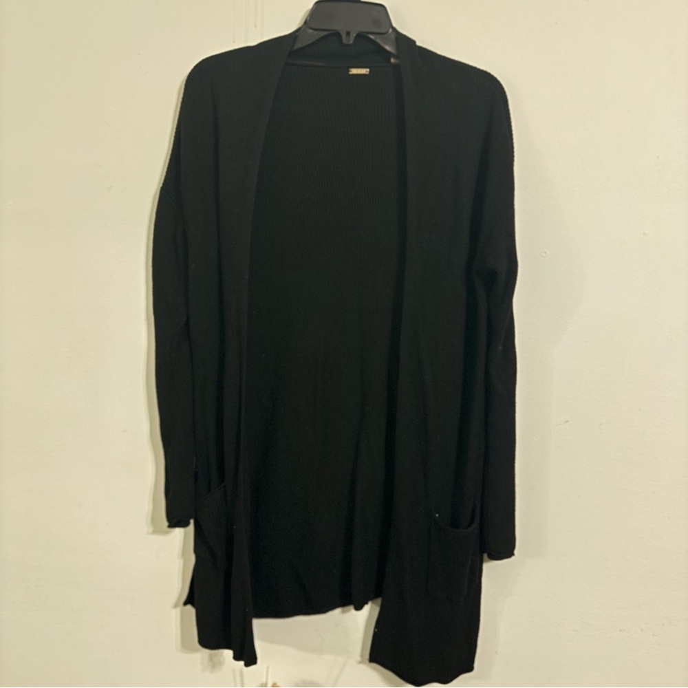Black Open Front Cardigan Sweater